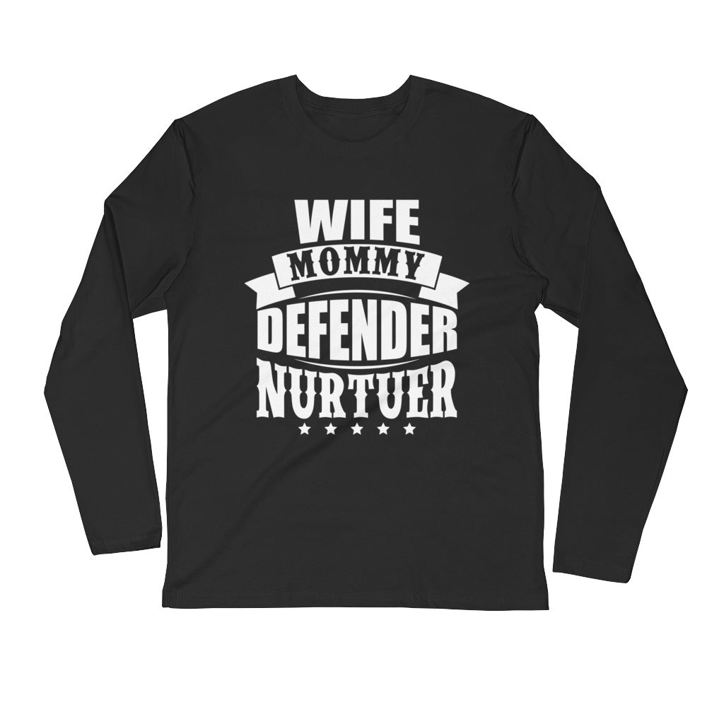 Wife Mommy....Next Level 3601 Premium Fitted Long Sleeve Crew with Tear Away Label